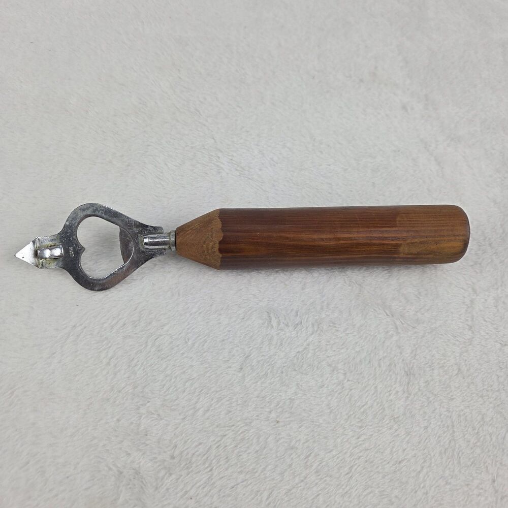Vintage Japan Wood Handle Bottle Can Opener 8.5" Removable Head - Picture 2 of 8